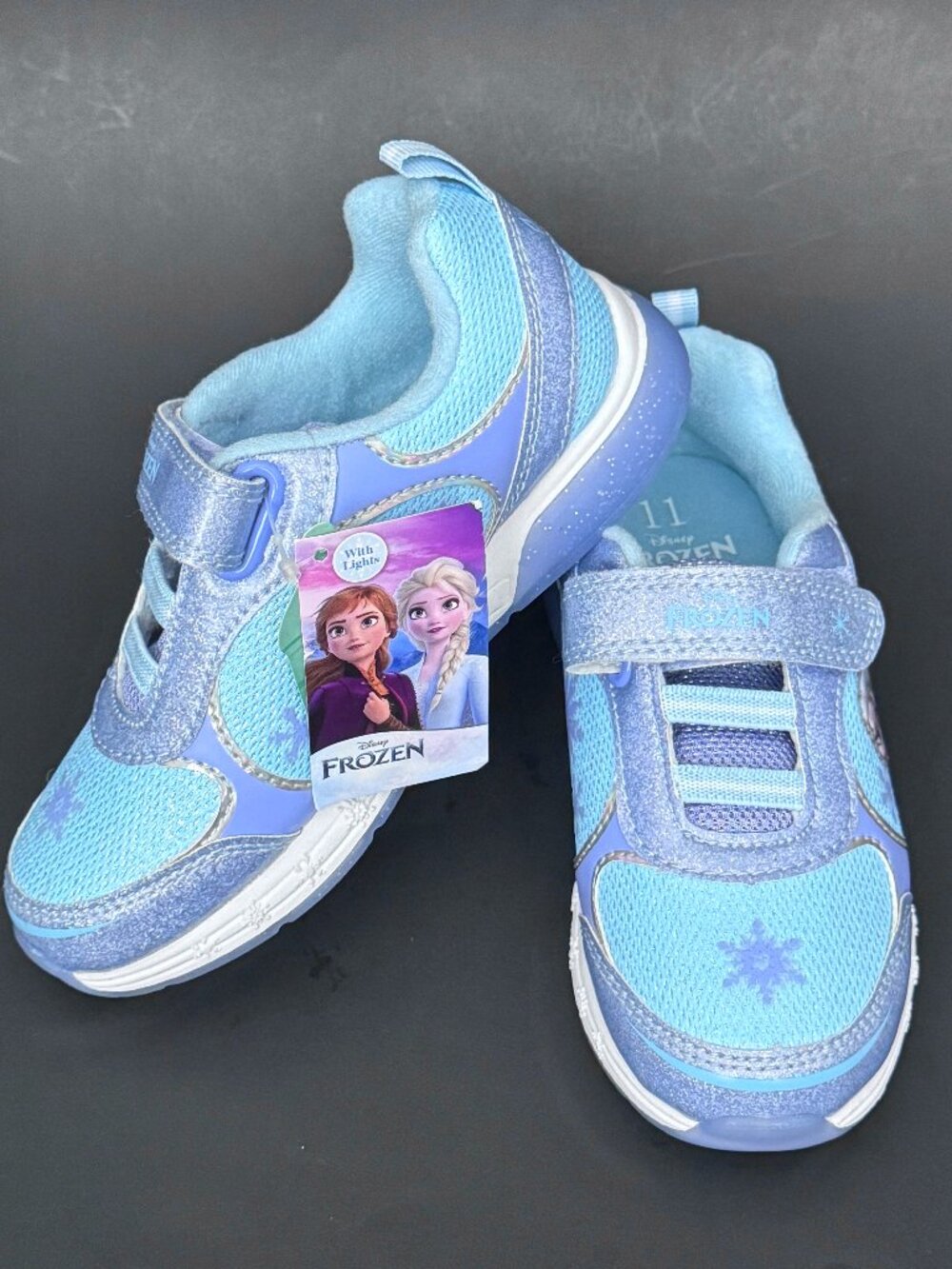 Disney Frozen Light Blue and Purple Girls' Light-Up Sneakers